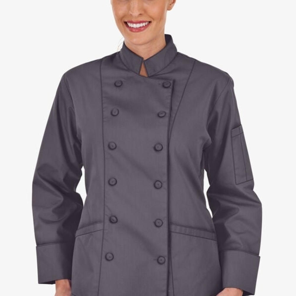 Women's Gray Double-Breasted Chef Jacket